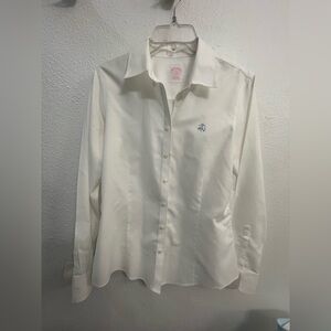 Brooks Brothers White Dress Shirt with Blue Logo